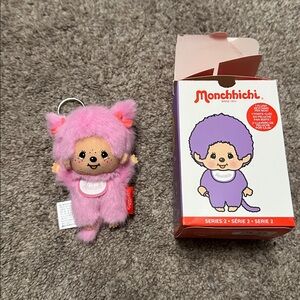 Pink Plush Monchhichi Keychain